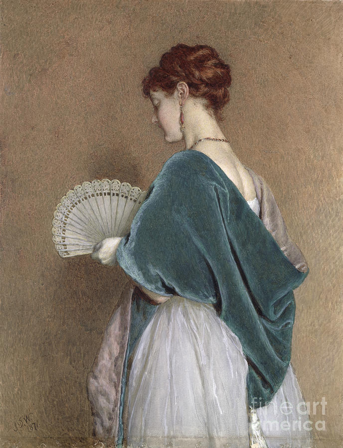 Portrait Painting - Woman with a Fan by John Dawson Watson