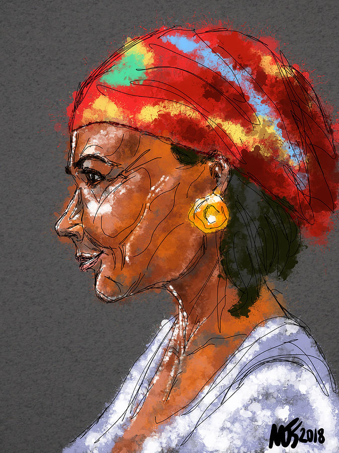 Woman With A Golden Earring  Digital Art by Michael Kallstrom