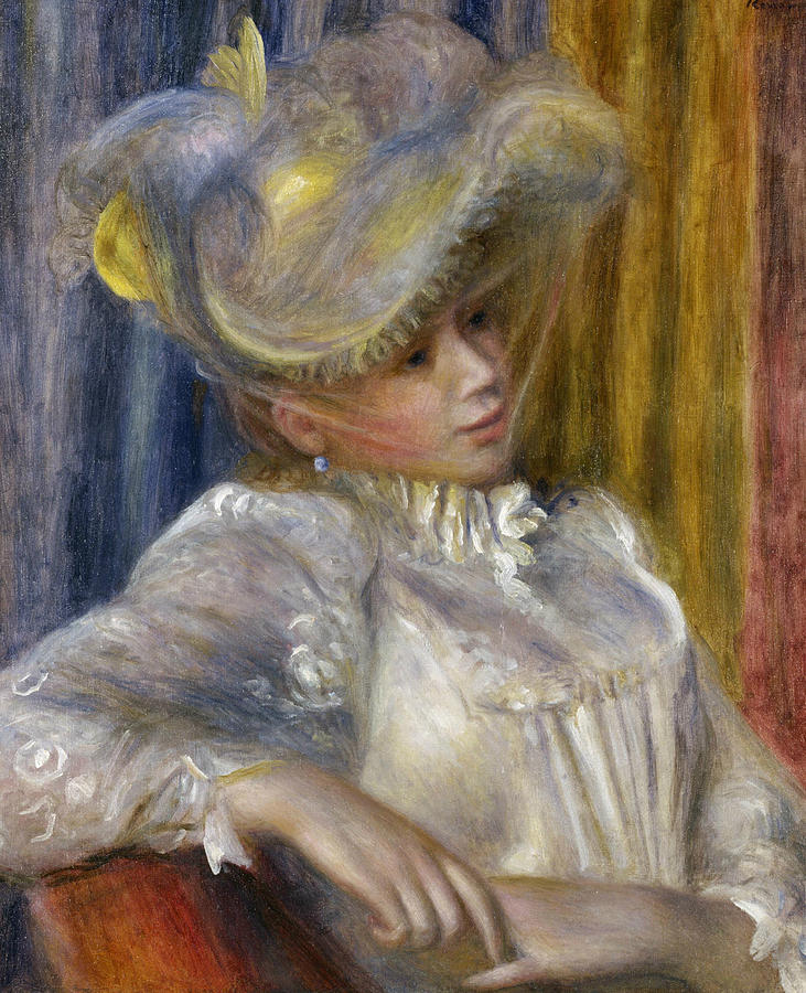 Woman with a Hat Painting by Auguste Renoir