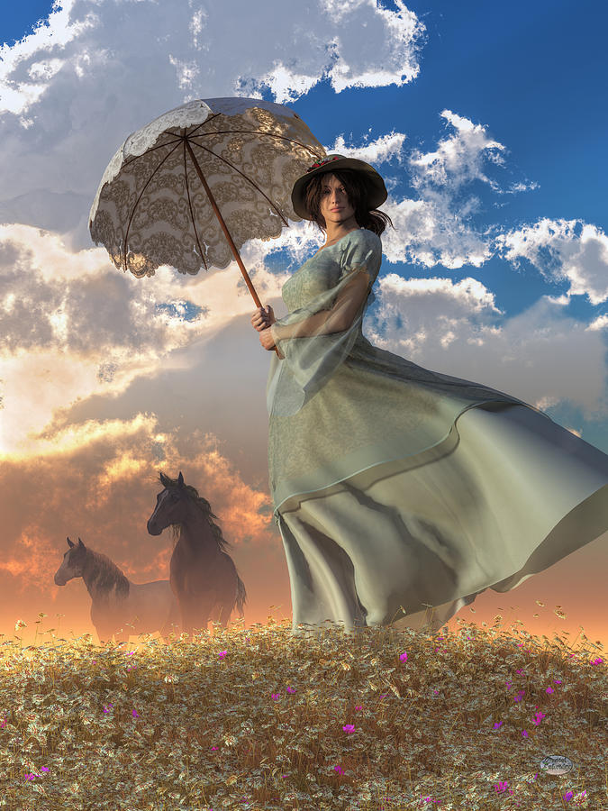 Woman With A Parasol Digital Art by Daniel Eskridge