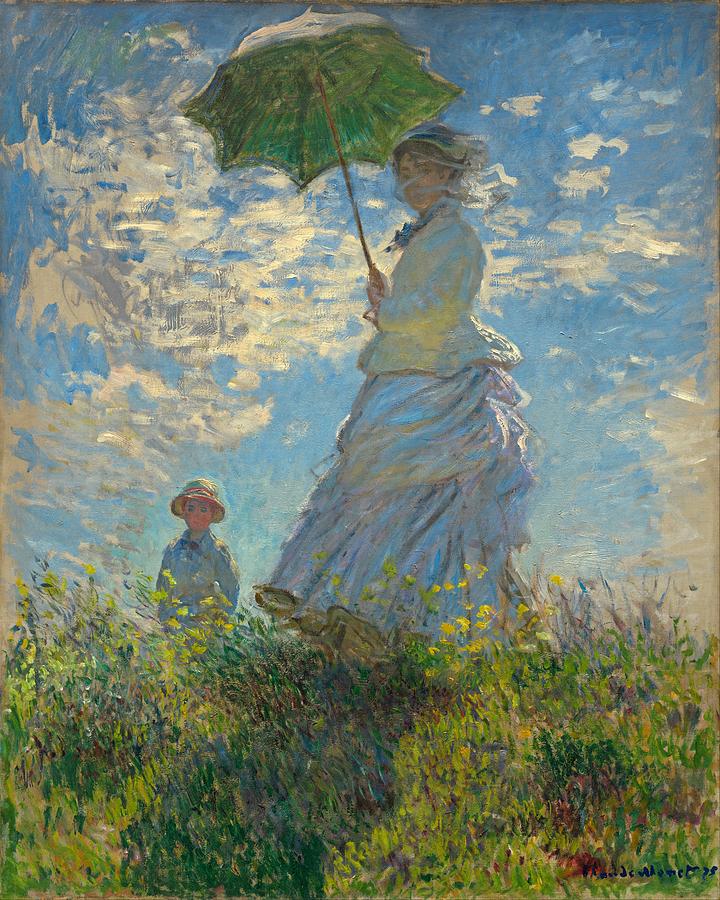 Woman with a Parasol Madame Monet and Her Son 1875 #1 Painting by Movie Poster Prints