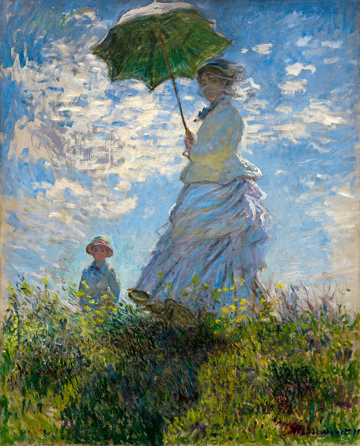 Umbrella Painting - Woman with a Parasol - Madame Monet and Her Son by Oscar-Claude Monet
