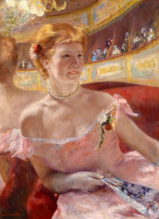Woman with a Pearl Necklace in a Loge, from 1879 Painting by Mary Cassatt