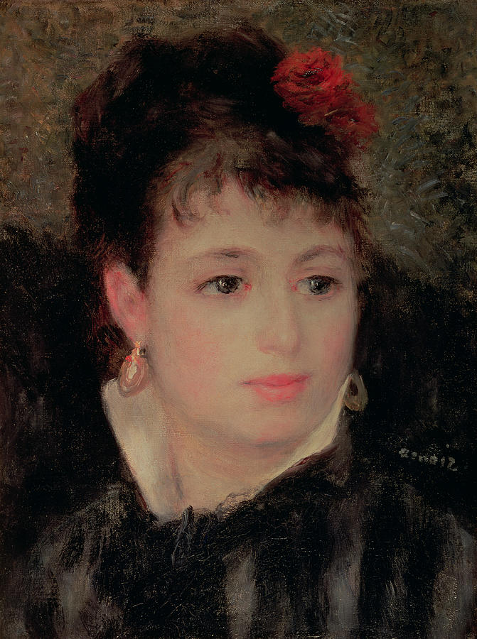 Woman with a rose in her hair Painting by Renoir - Fine Art America