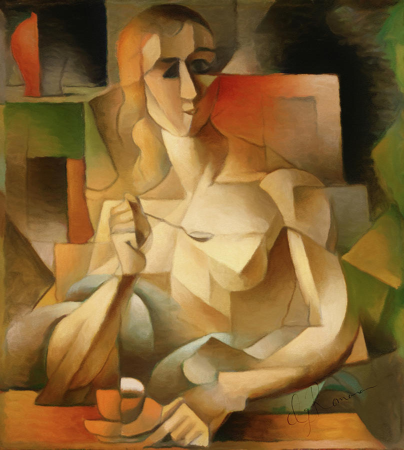 Woman With A Spoon After Metzinger Painting by Georgiana Romanovna