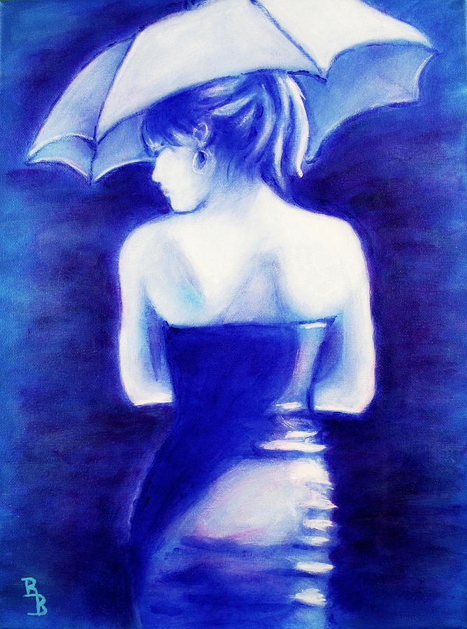 Woman with an Umbrella Blue by Bob Baker Woman with an Umbrella Blue by Bob Baker