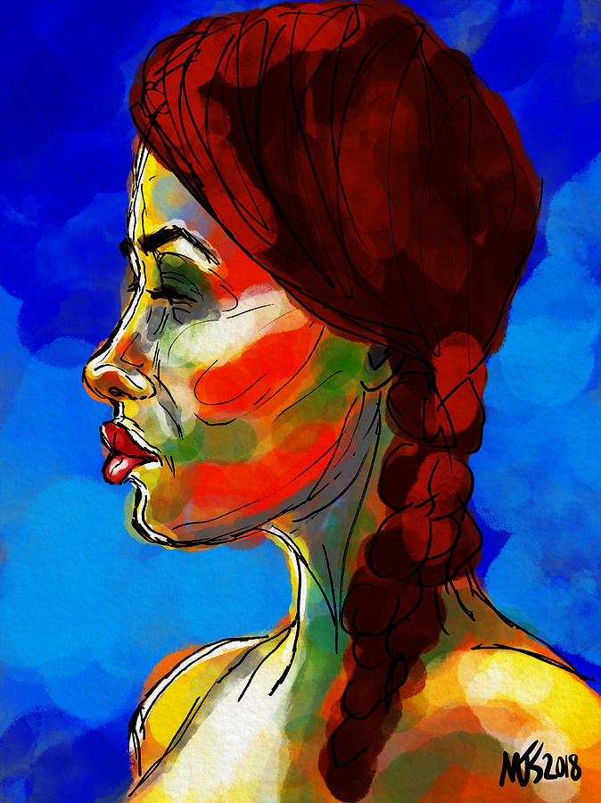 Woman With Braid Digital Art by Michael Kallstrom | Fine Art America