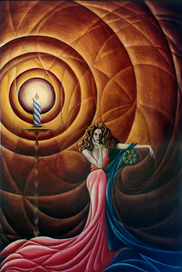 Abstract Painting - Woman with Candle and Drape by John Entrekin Abstract Painting - Woman with Candle and Drape by John Entrekin