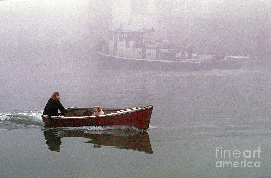 Woman with Dog In Boat Photograph by Jim Corwin