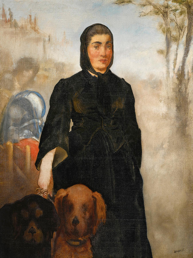 Woman with Dogs Painting by Edouard Manet
