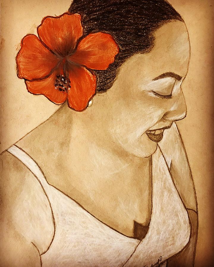 Woman with flower by Thelma Delgado Woman with flower by Thelma Delgado