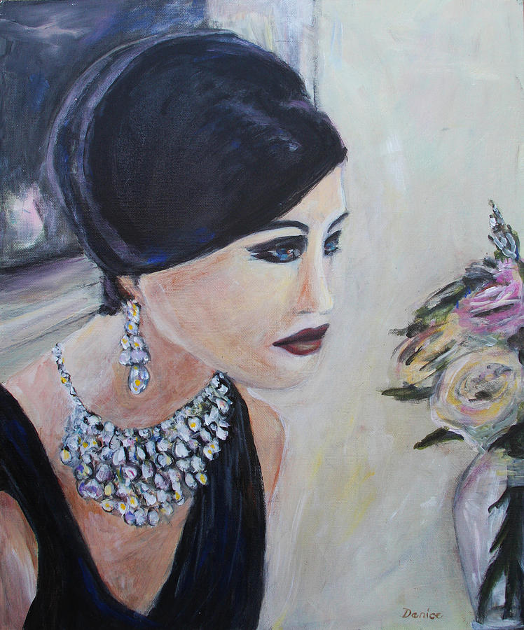 Woman with Flowers Painting by Denice Palanuk Wilson