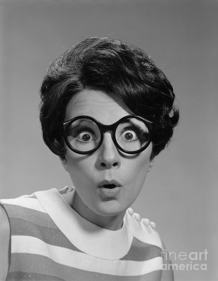 Woman With Glasses, Eyes Wide Open Photograph by H Armstrong Roberts ClassicStock