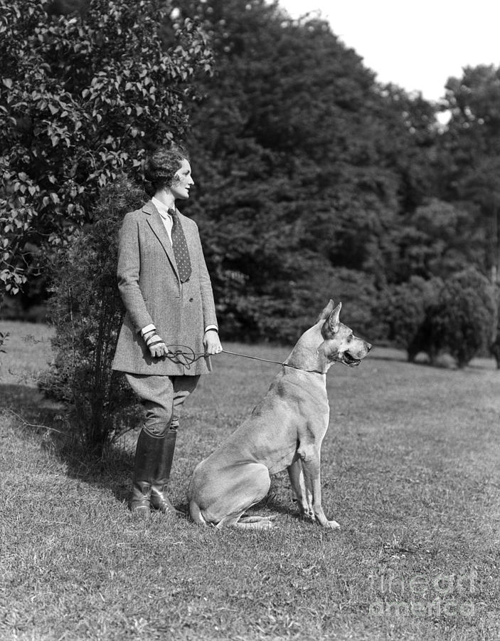 Woman With Great Dane, C.1920-30s Photograph by H. Armstrong Roberts/ClassicStock