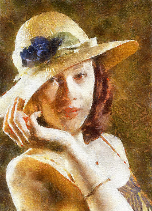 Woman With Hat Painting By Louis Nyiri Fine Art America   Woman With Hat Louis Nyiri 