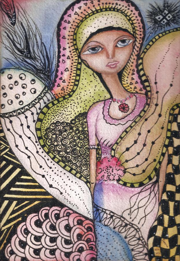 Woman Mixed Media - Woman with large eyes by Prerna Poojara Woman Mixed Media - Woman with large eyes by Prerna Poojara