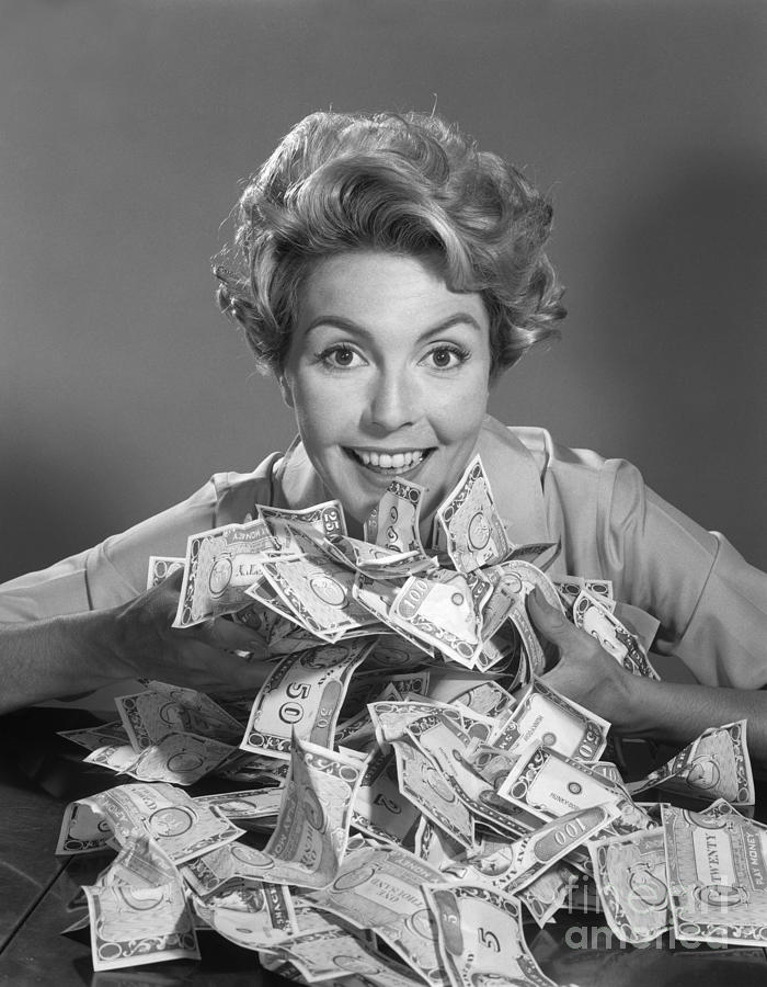 Woman With Money, C.1950-60s Photograph by Debrocke/ClassicStock