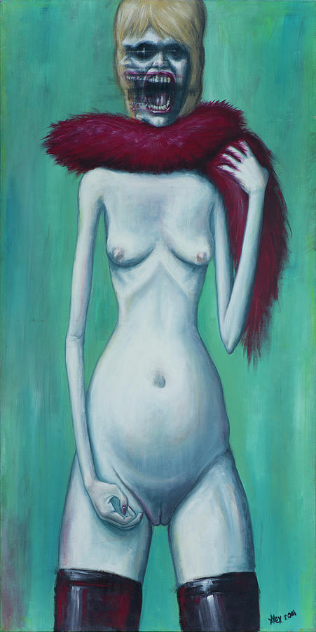 Woman With Red Boa Painting by Alex Abel