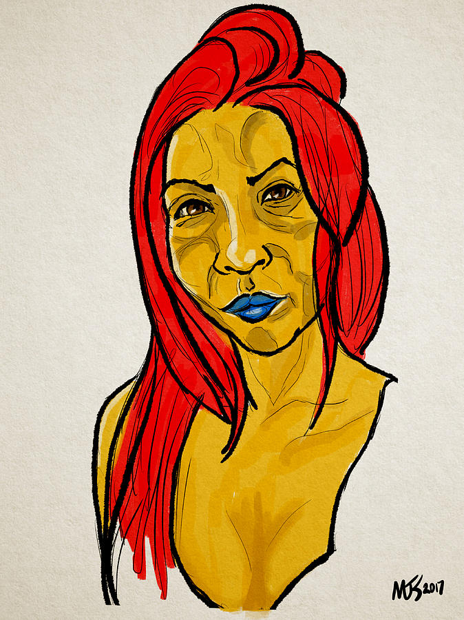 Woman With Red Hair  Digital Art by Michael Kallstrom