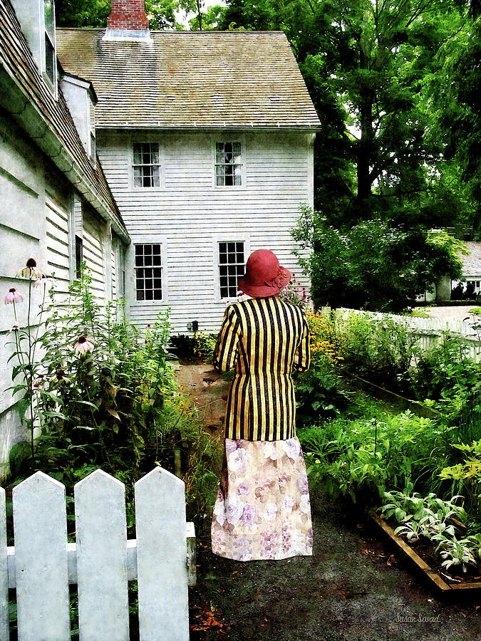 Woman With Striped Jacket and Flowered Skirt Photograph by Susan Savad