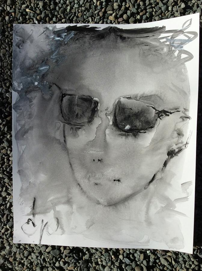Face Drawing - Woman With Sunglasses by Elizabeth Parashis