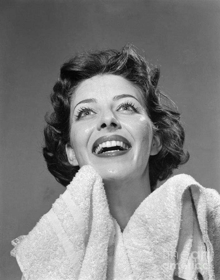 Woman With Towel Smiling, 1950s Photograph by Debrocke/ClassicStock