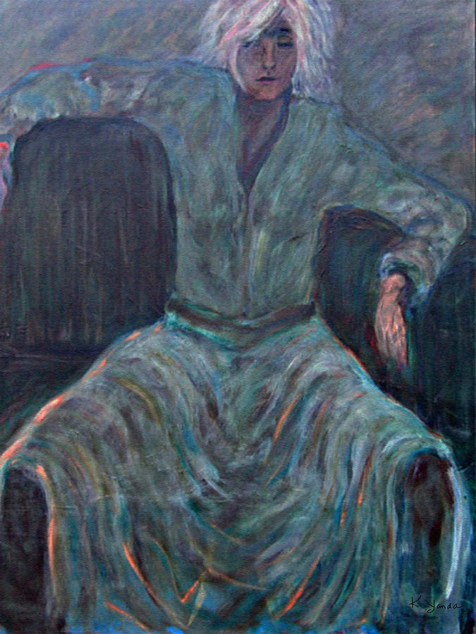 Woman with White Hair Painting by Katt Yanda