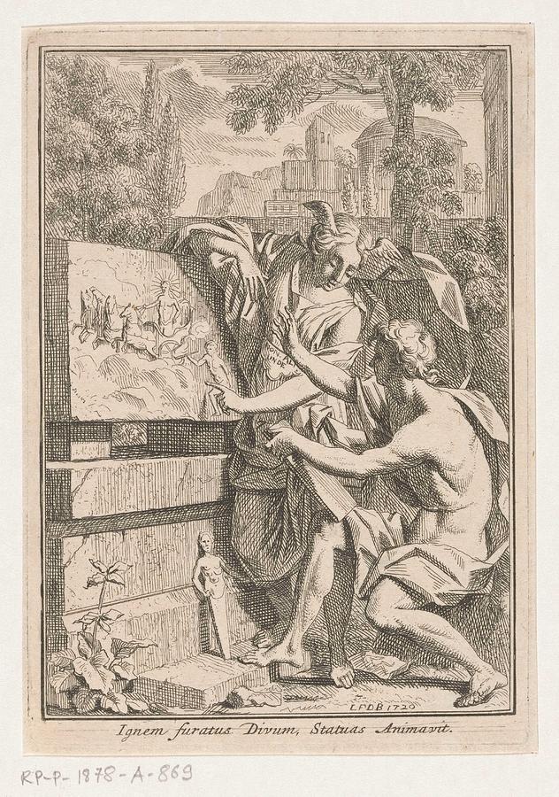 Woman With Winged Head Shows Bas-relief To Young Man, Louis Fabritius Dubourg, 1720 Painting