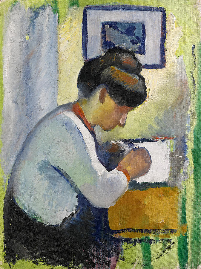 Woman Writing Painting by August Macke