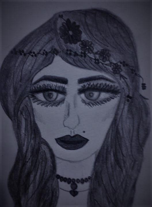 Long Hair Drawing - Womans face by Lynette Fekete Long Hair Drawing - Womans face by Lynette Fekete