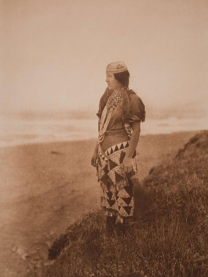 Halloween Painting - Womans Primitive Dress - Tolowa , Native American by Edward Sheriff Curtis, 1868 - 1952 by Celestial Images