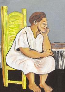 Abstract Painting - Women And Yellow Chair by Ruth Olivar Millan