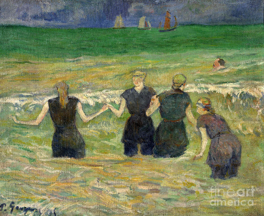 Women Bathing Painting by Gauguin