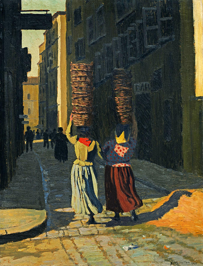 Women carrying baskets in Marseille Painting by Felix Vallotton