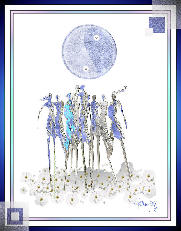 Women Chanting - Full Moon Flower Song Digital Art by Larry Talley