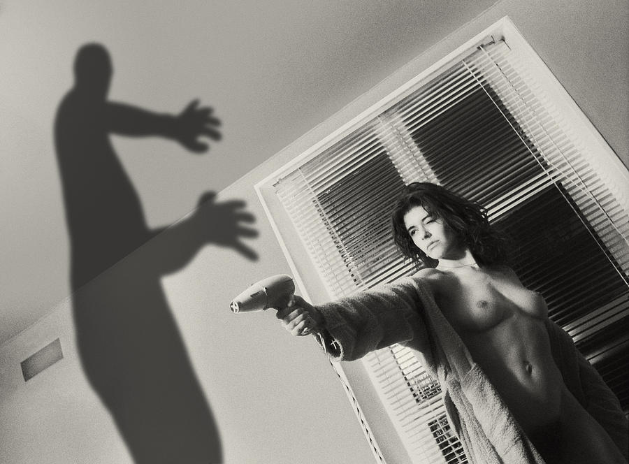 Black And White Photograph - WOMEN Danik and the shadow by Philippe Taka