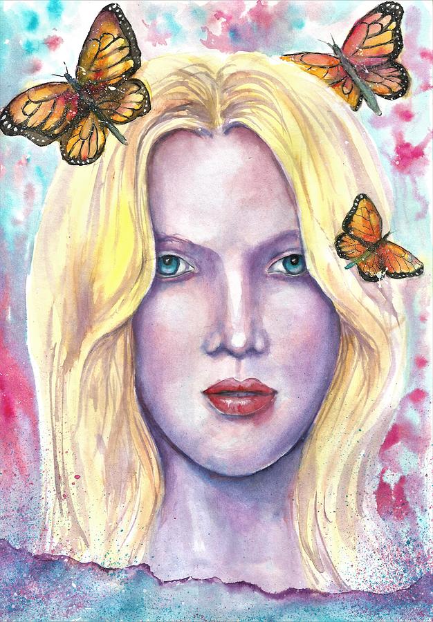 Butterflies Painting - Women Face beauty by Natalja Picugina Butterflies Painting - Women Face beauty by Natalja Picugina
