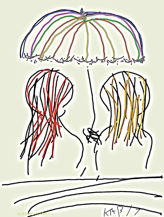 Umbrella Digital Art - Women Hoping for Rain 2 by Kathy Barney