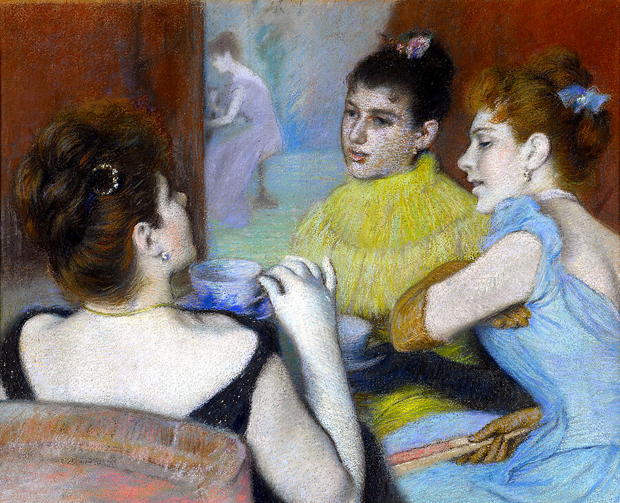 Women in Conversation Painting by Federico Zandomeneghi - Pixels