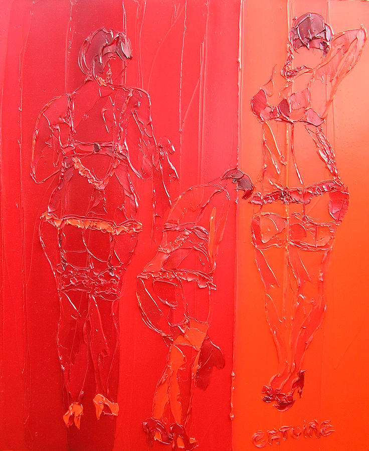 Women in Red 4 Painting by Valerie Catoire