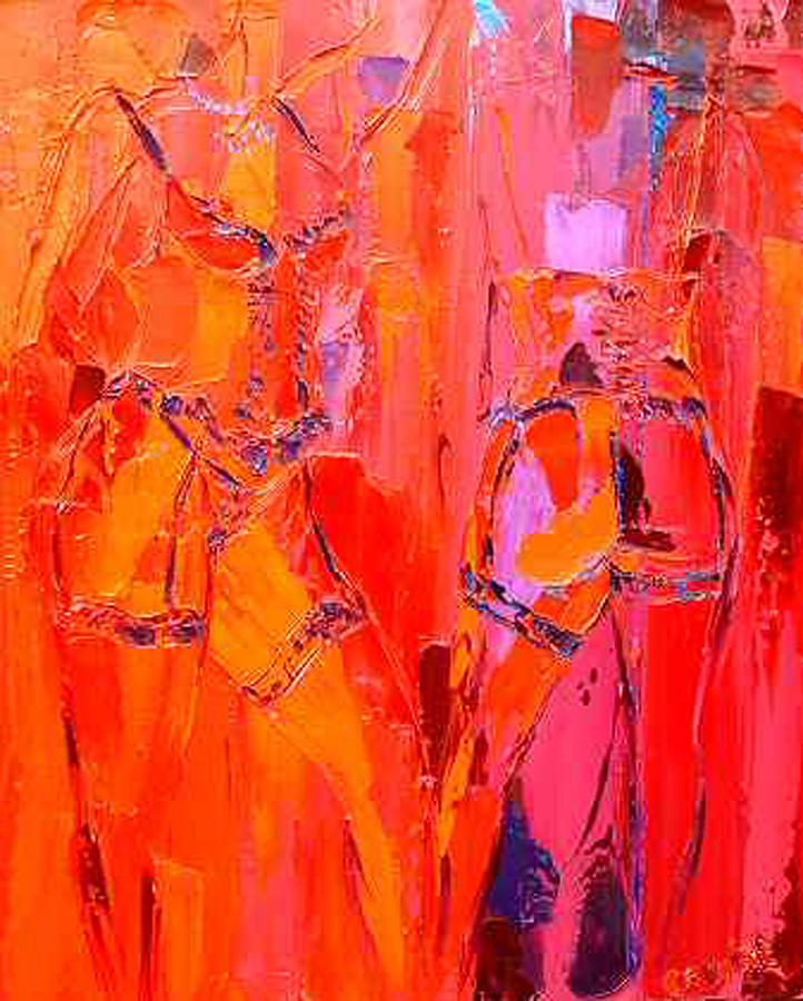Women in Red 9 Painting by Valerie Catoire