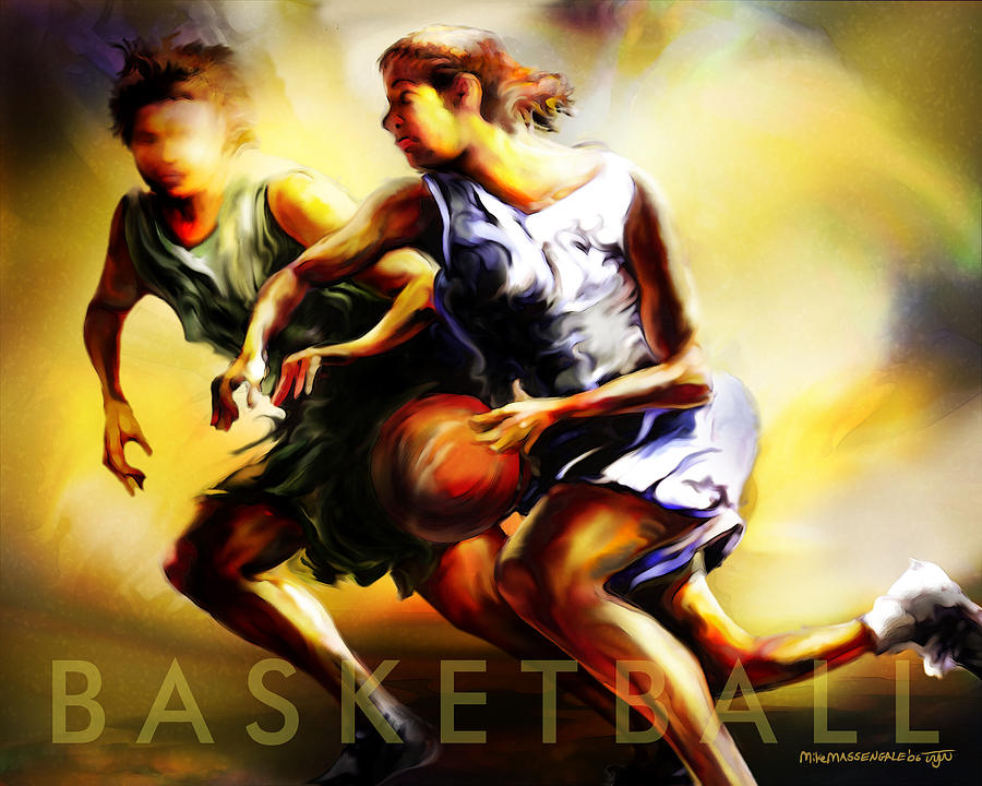 Women in Sports - Basketball Painting by Mike Massengale