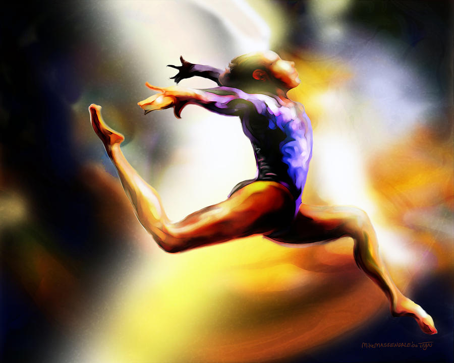 Women in Sports - Gymnastics Painting by Mike Massengale