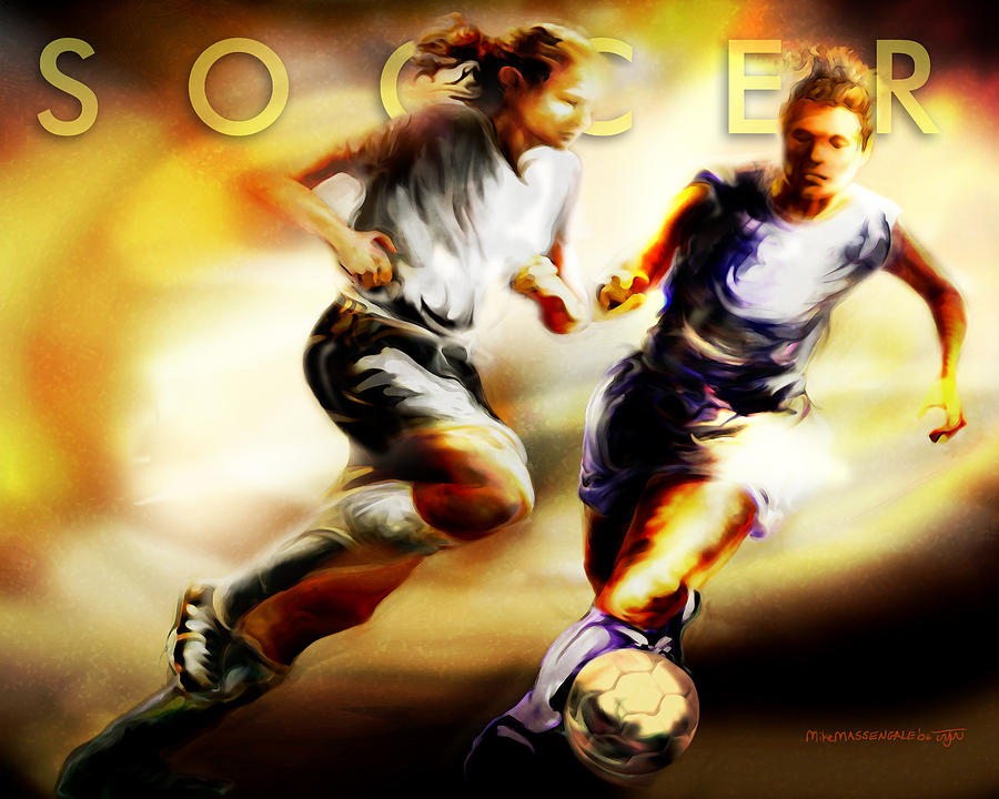 Women in Sports - Soccer Painting by Mike Massengale