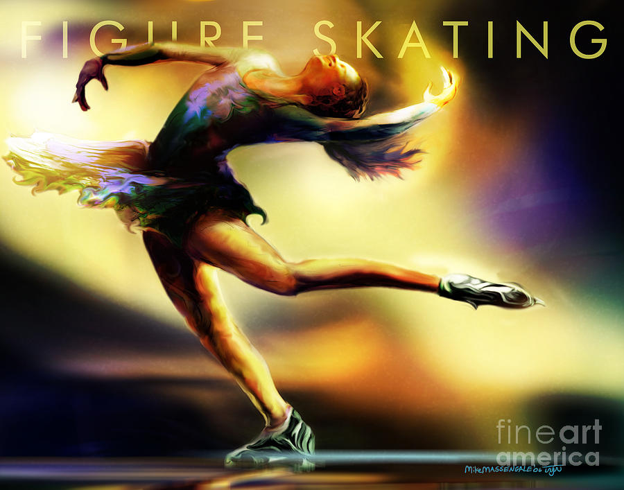 Women in Sports - Figure Skating Painting by Mike Massengale