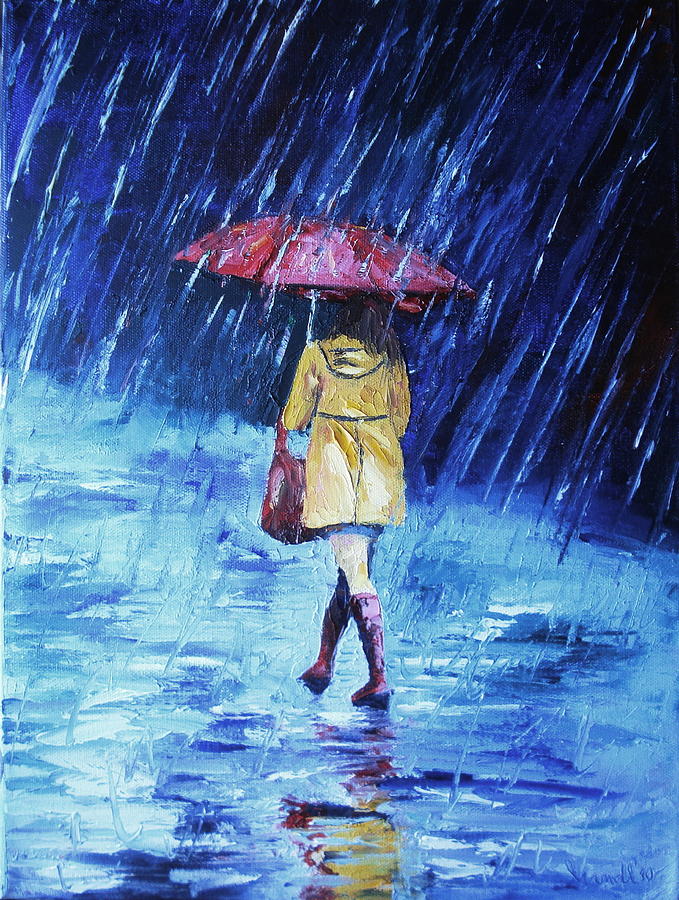 Umbrella Painting - Women in the rain by Claudia Mandl