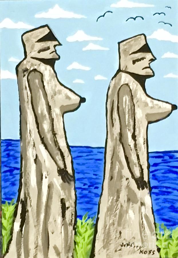 Nude Women Of Easter Island Painting by Jeffrey Koss picture