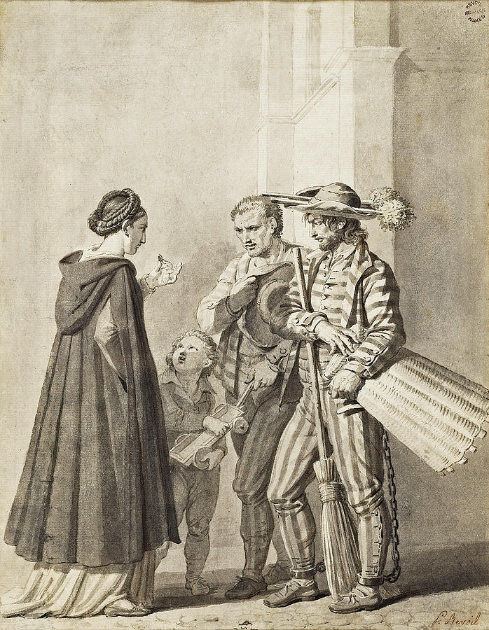 Women of Fribourg in Switzerland Drawing by Pierre Henri Revoil