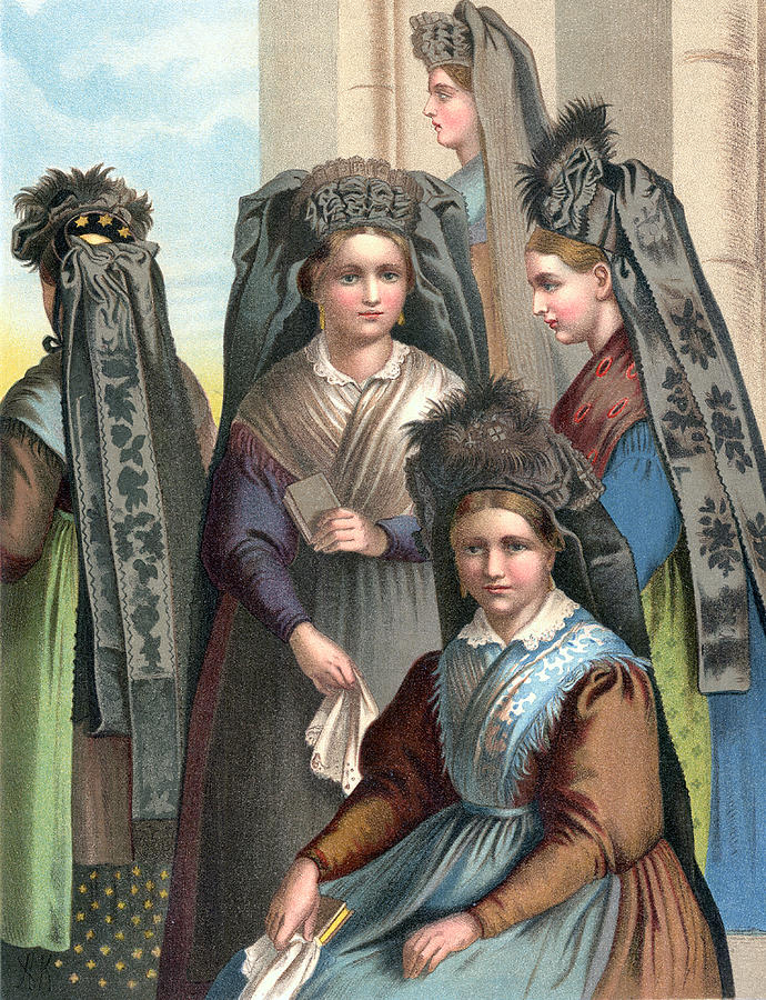 Thuringia Painting - Women of Thuringen by Village Antiques