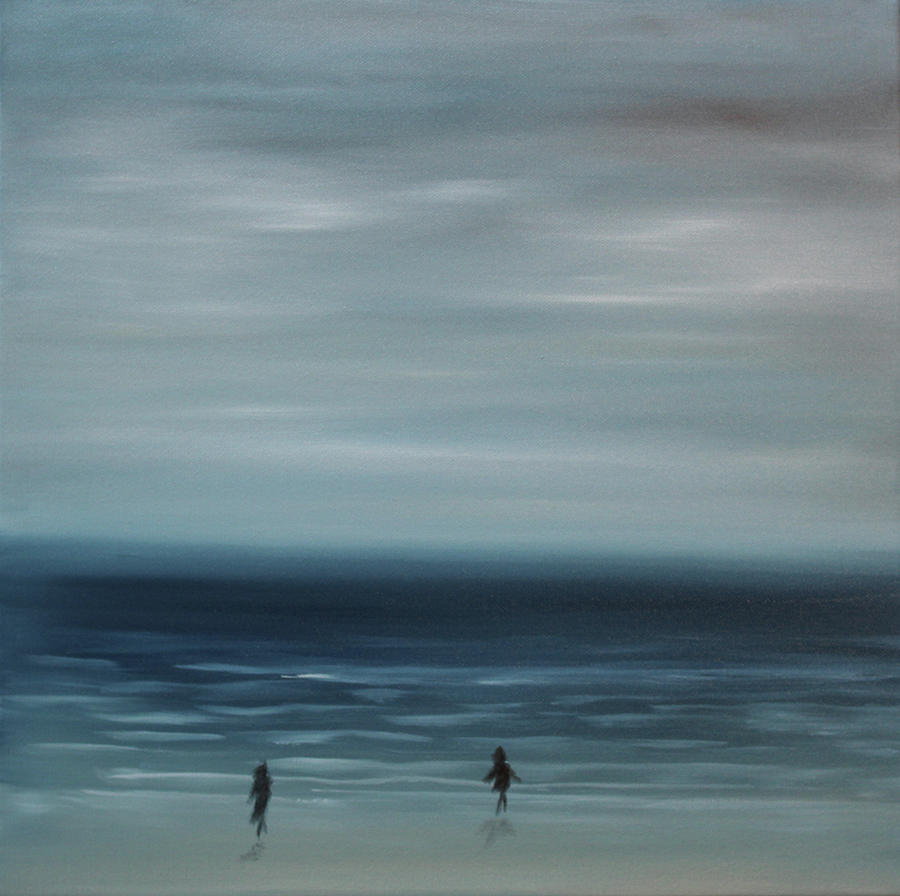 Women on the Beach Painting by Tone Aanderaa